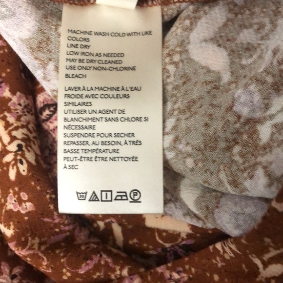 NWT - FREE People Women’s Lux Brown Pink Floral Long Sleeve Ruffle Jumpsuit - Picture 12 of 12